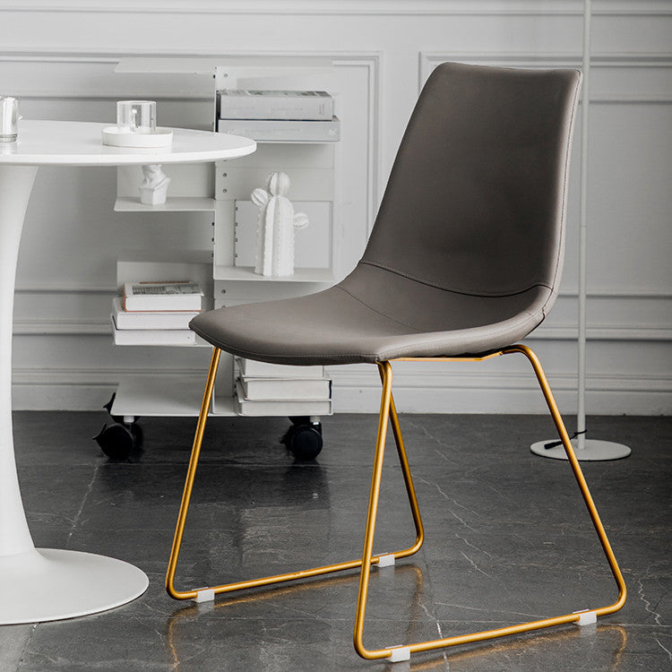 Scandinavian Design Solid Back Armless Dining Chairs Leather Dining Chairs