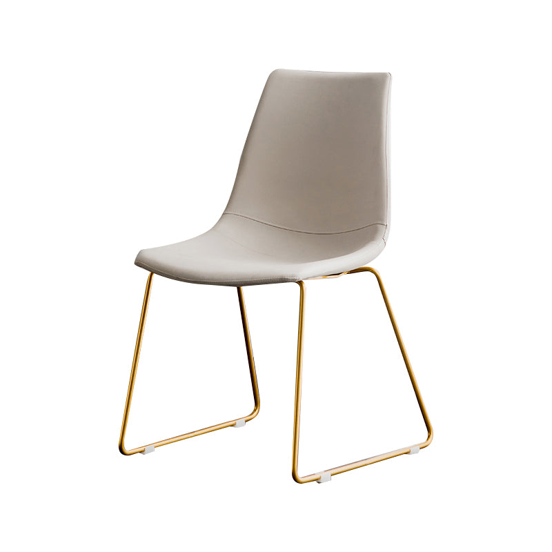 Scandinavian Design Solid Back Armless Dining Chairs Leather Dining Chairs