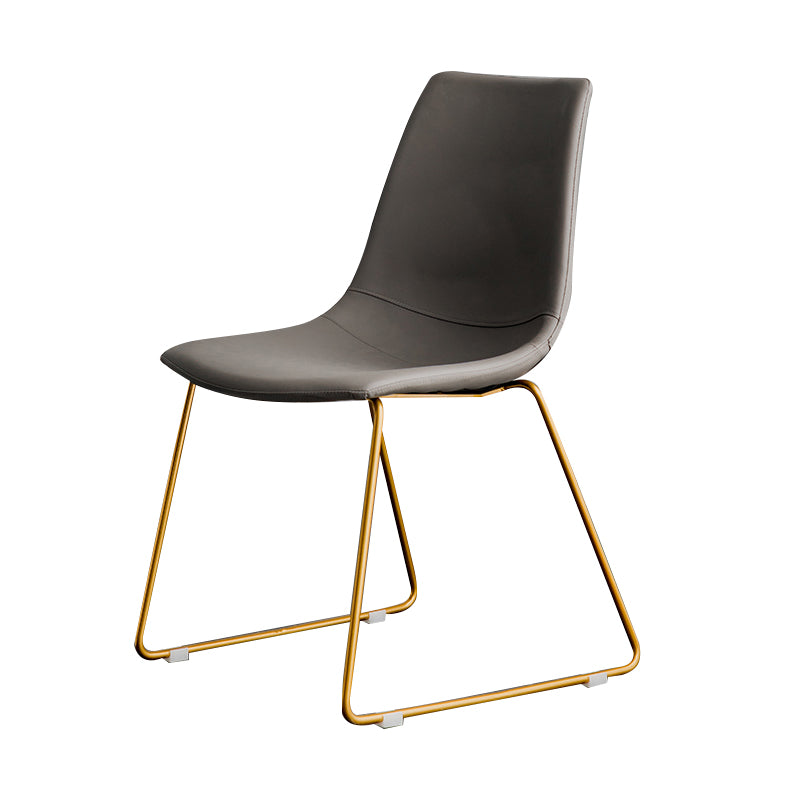 Scandinavian Design Solid Back Armless Dining Chairs Leather Dining Chairs