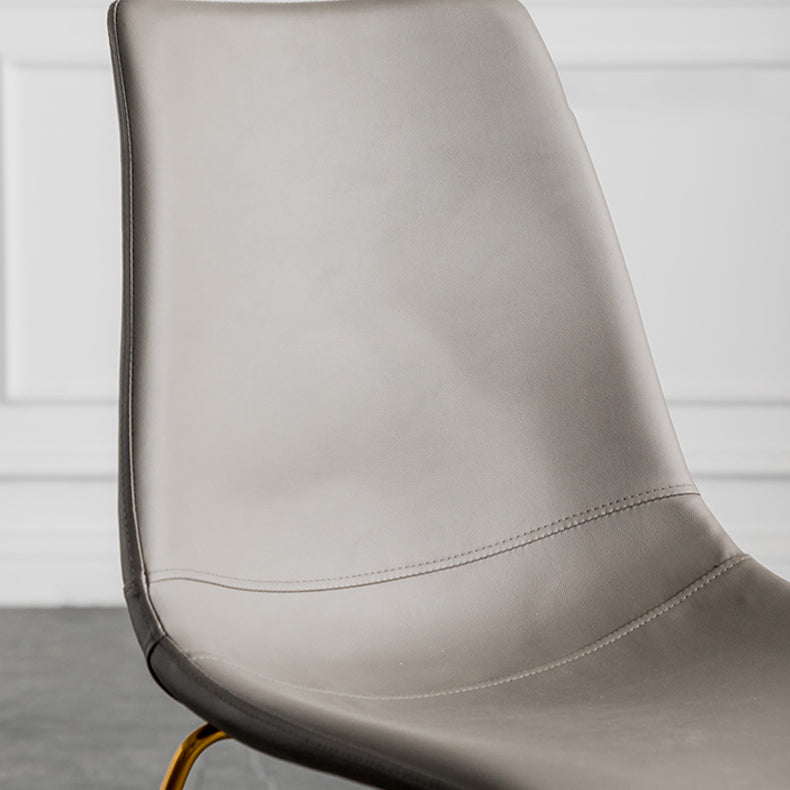 Scandinavian Design Solid Back Armless Dining Chairs Leather Dining Chairs