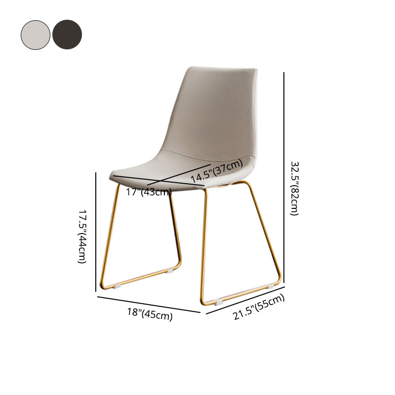 Scandinavian Design Solid Back Armless Dining Chairs Leather Dining Chairs