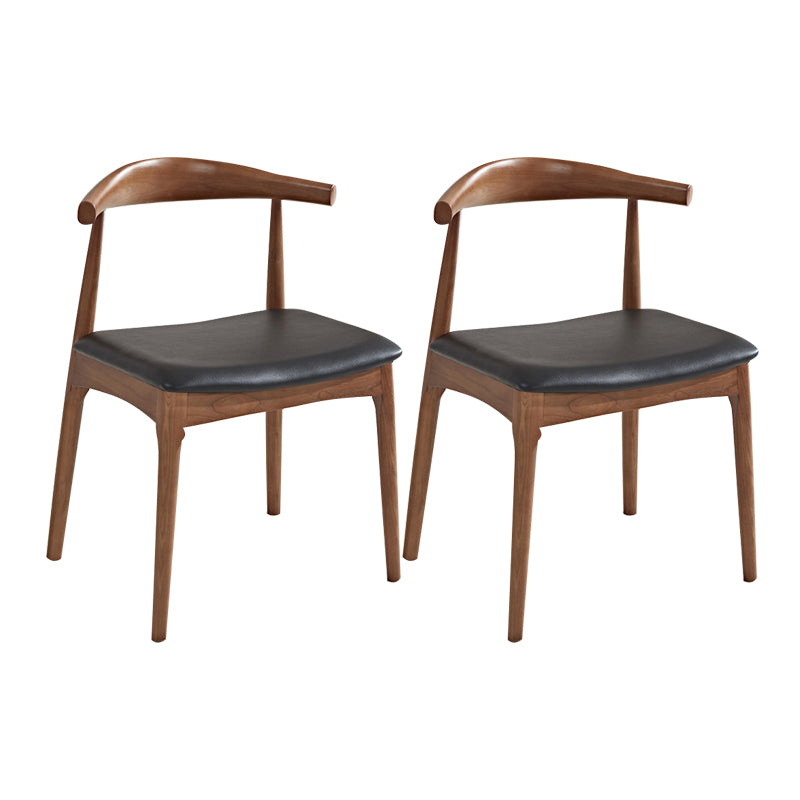 Contemporary Style Real Leather Dining Chairs Open Back Dining Side Chair