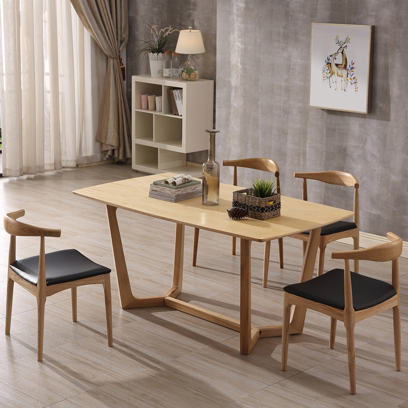 Contemporary Style Real Leather Dining Chairs Open Back Dining Side Chair