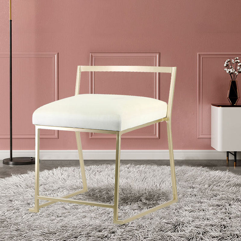 Glam Metal Dining Room Chair Armless Velvet Dining Side Chair for Restaurant Use