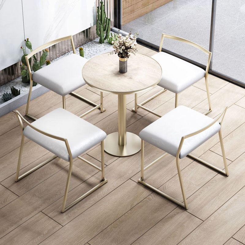 Glam Metal Dining Room Chair Armless Velvet Dining Side Chair for Restaurant Use