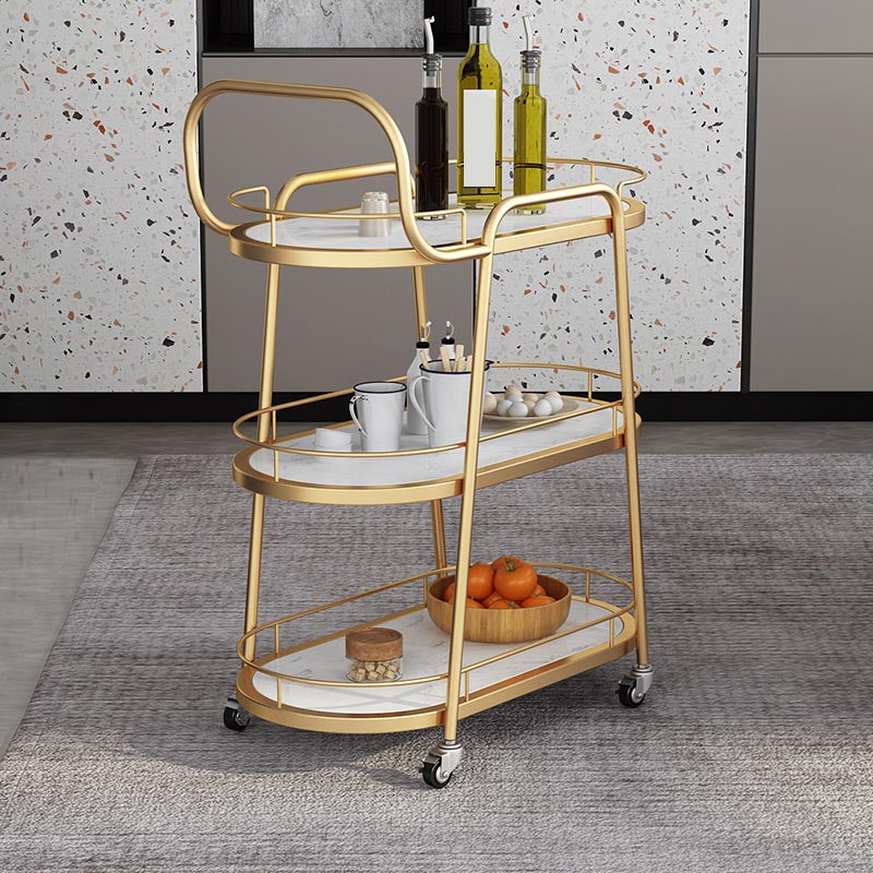 32.28"H Modern Rolling Prep Table Metal Prep Table for Home Use