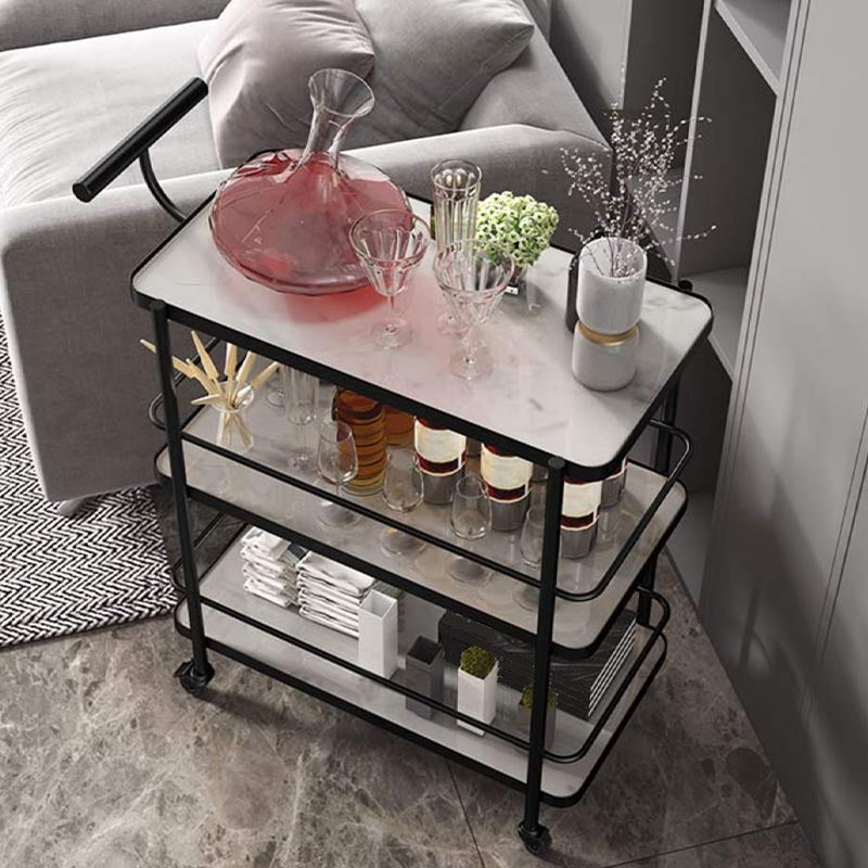 Modern 35.43"H Rolling Prep Table Rectangular Metal Prep Table