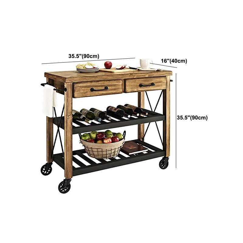 Modern Rolling Kitchen Cart Wood Rectangular Kitchen Island Cart