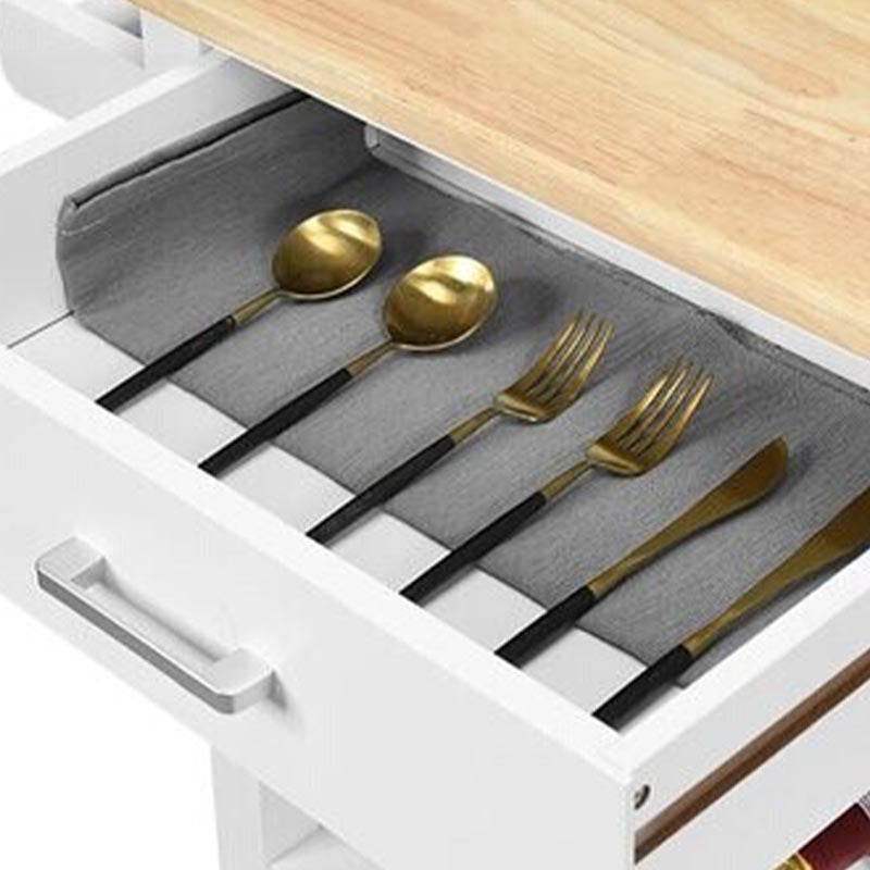 Modern Rolling Kitchen Cart Wood Rectangular Kitchen Island Cart with Towel Rack