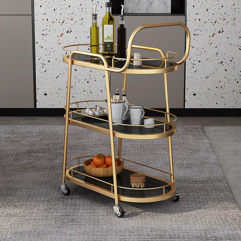 32.28"H Modern Rolling Prep Table Oval Metal Prep Table for Home Use