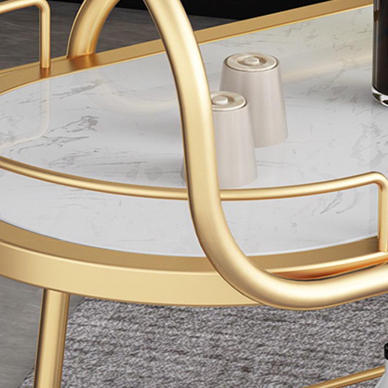 32.28"H Modern Rolling Prep Table Oval Metal Prep Table for Home Use