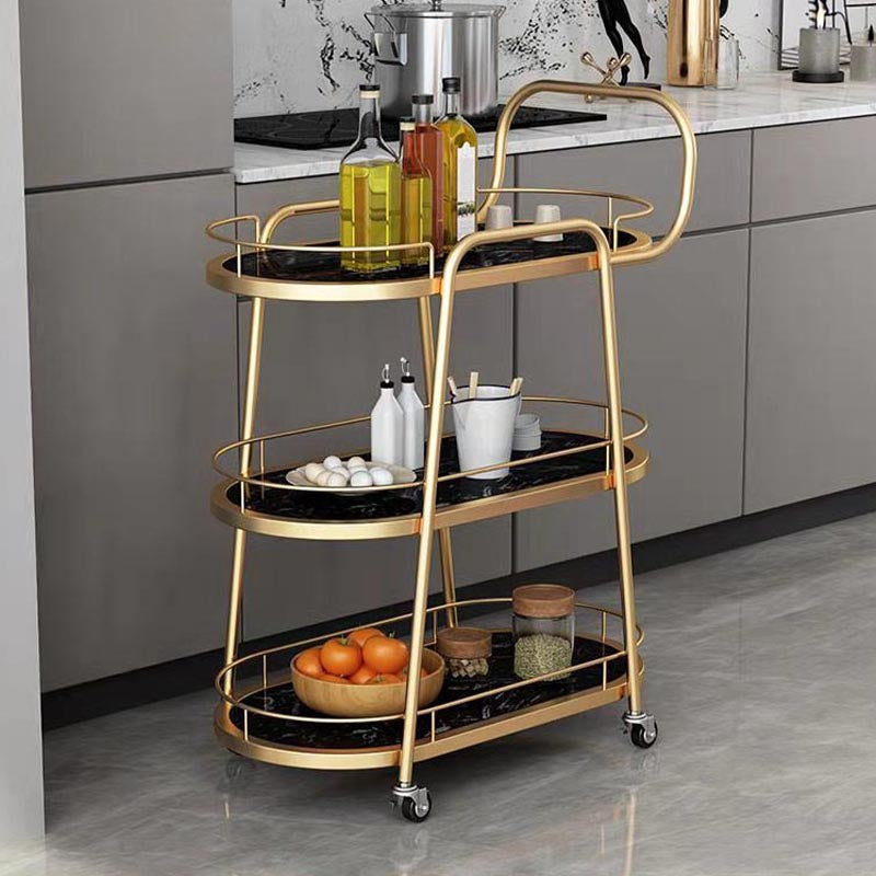 32.28"H Modern Rolling Prep Table Oval Metal Prep Table for Home Use