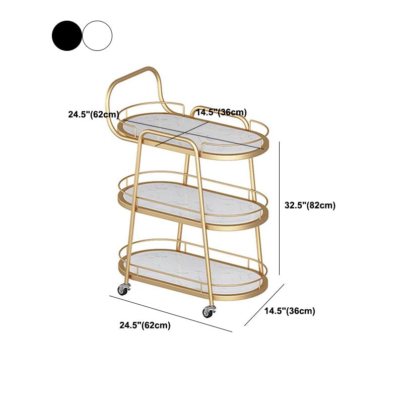 32.28"H Modern Rolling Prep Table Oval Metal Prep Table for Home Use