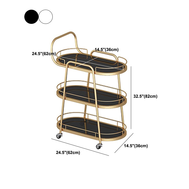 32.28"H Modern Rolling Prep Table Oval Metal Prep Table for Home Use