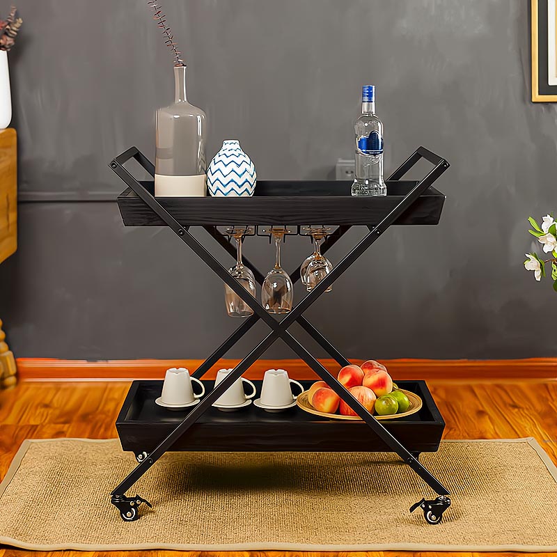 27.56"H Rolling Modern Prep Table Wood Rectangular Prep Table for Home Use