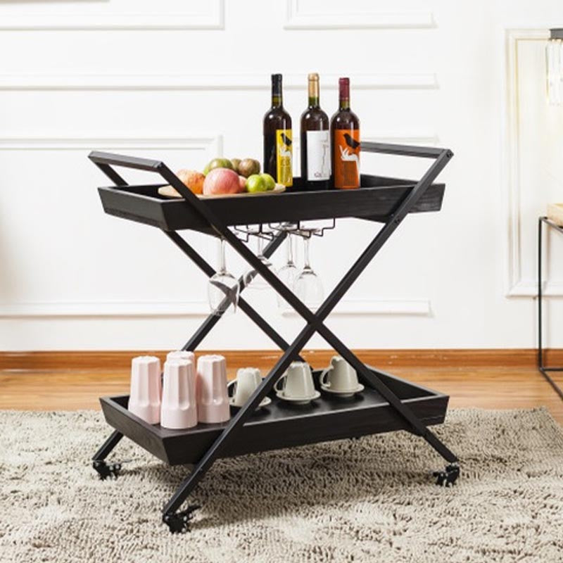 27.56"H Rolling Modern Prep Table Wood Rectangular Prep Table for Home Use