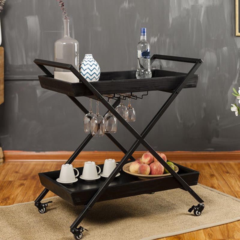 27.56"H Rolling Modern Prep Table Wood Rectangular Prep Table for Home Use