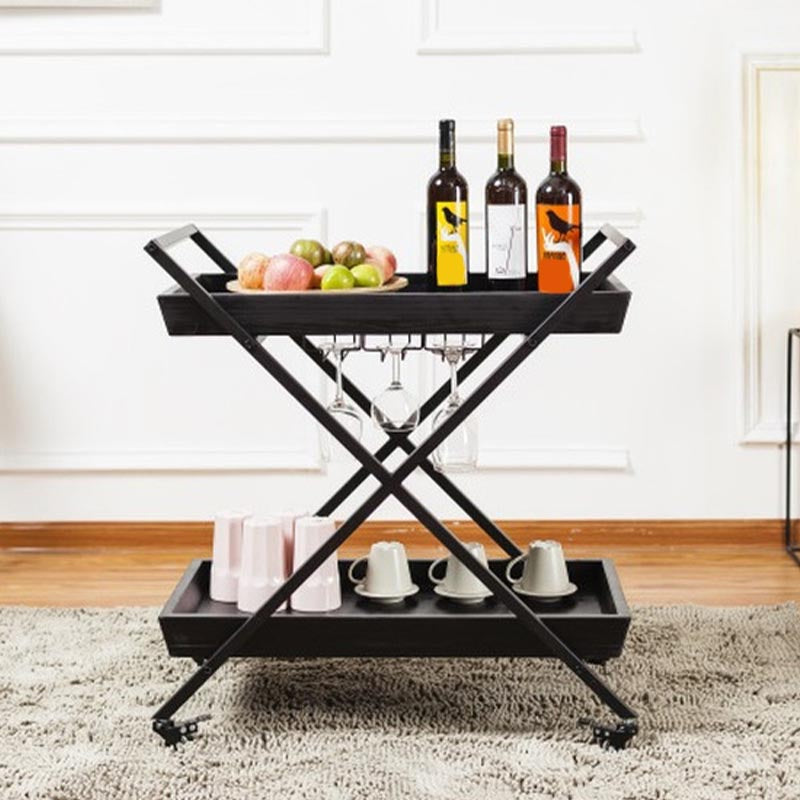 27.56"H Rolling Modern Prep Table Wood Rectangular Prep Table for Home Use