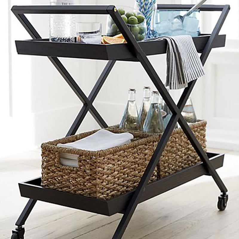 27.56"H Rolling Modern Prep Table Wood Rectangular Prep Table for Home Use