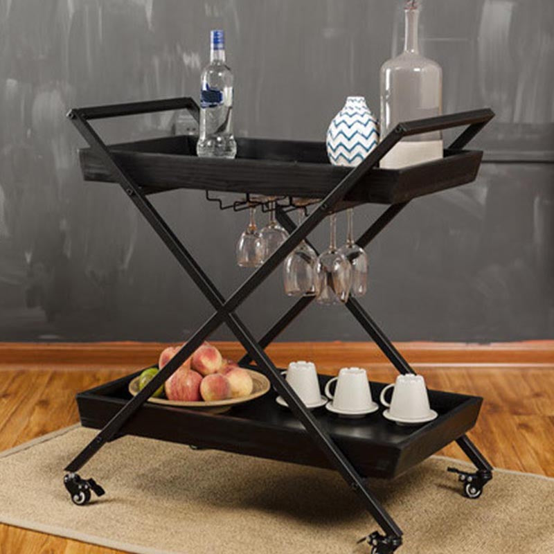 27.56"H Rolling Modern Prep Table Wood Rectangular Prep Table for Home Use