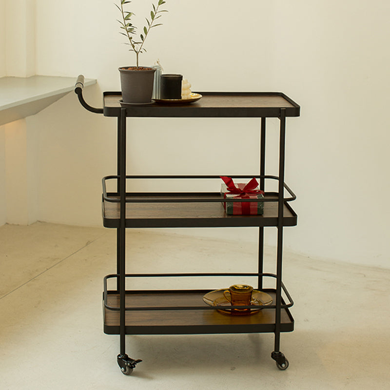 Modern 35.43"H Rolling Kitchen Cart Metal Rectangular Kitchen Island Cart