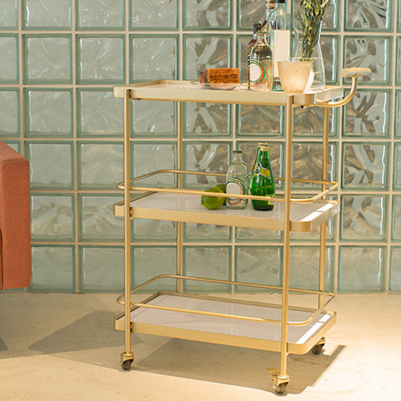 Modern 35.43"H Rolling Kitchen Cart Metal Rectangular Kitchen Island Cart