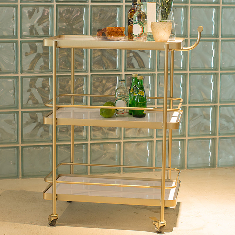 Modern 35.43"H Rolling Kitchen Cart Metal Rectangular Kitchen Island Cart