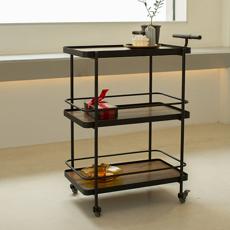 Modern 35.43"H Rolling Kitchen Cart Metal Rectangular Kitchen Island Cart
