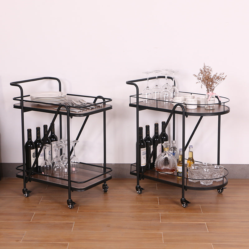 Modern 31.1"H Rolling Prep Table Metal Prep Table with Open Storage