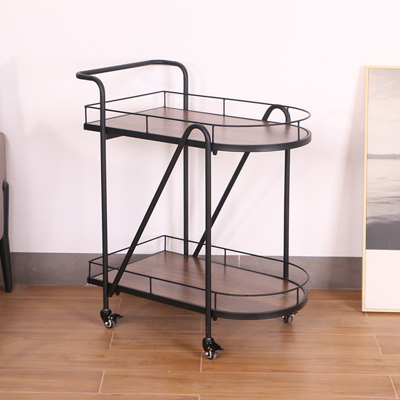 Modern 31.1"H Rolling Prep Table Metal Prep Table with Open Storage