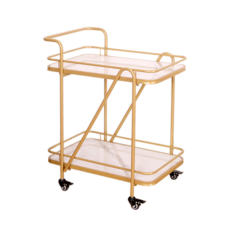Modern 31.1"H Rolling Prep Table Metal Prep Table with Open Storage