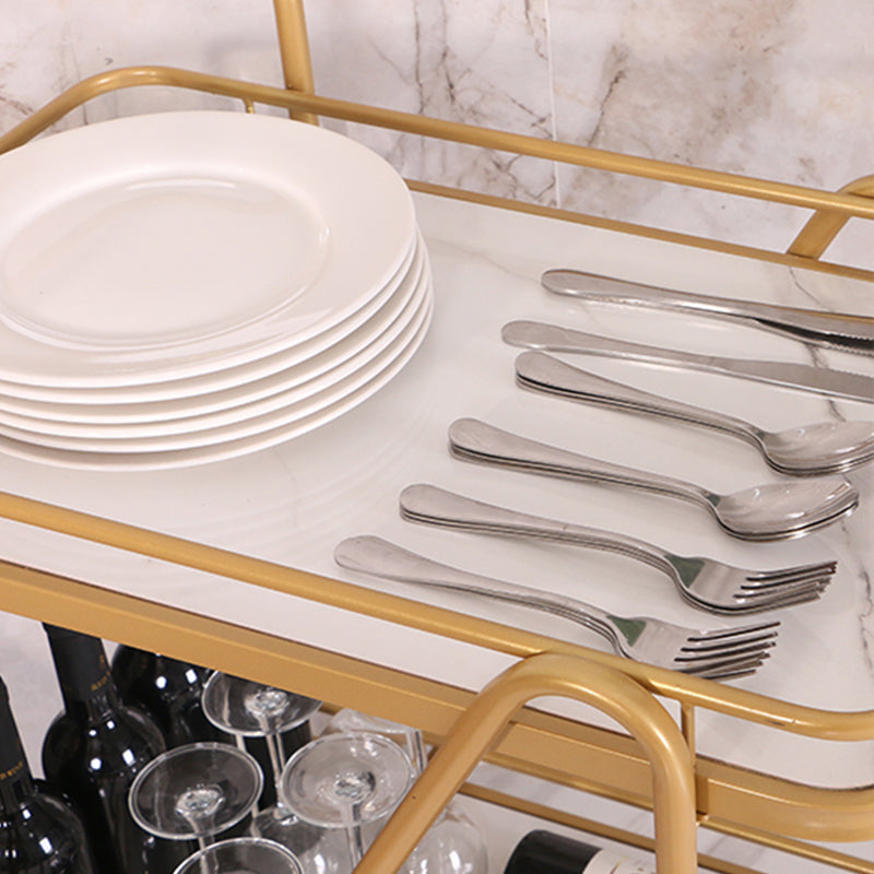 Modern 31.1"H Rolling Prep Table Metal Prep Table with Open Storage