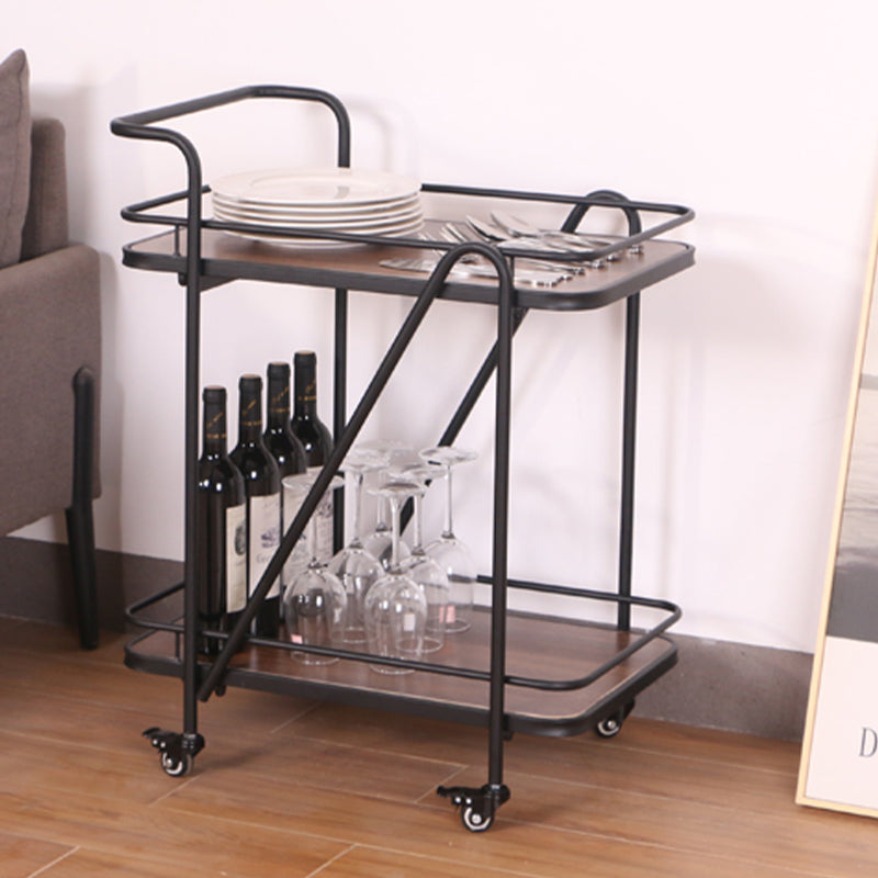 Modern 31.1"H Rolling Prep Table Metal Prep Table with Open Storage