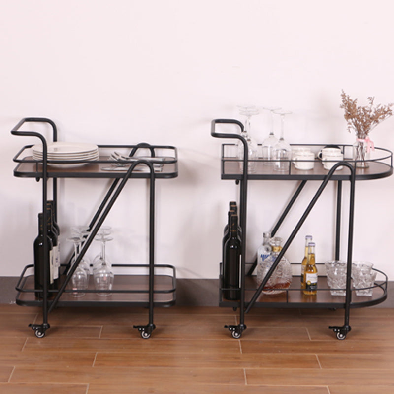 Modern 31.1"H Rolling Prep Table Metal Prep Table with Open Storage