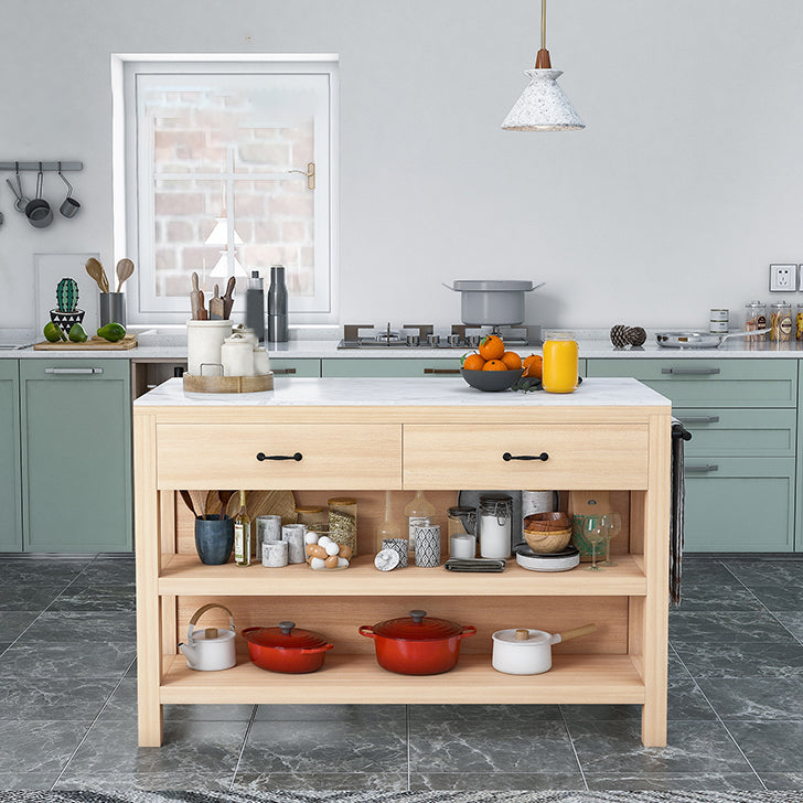 Contemporary Stationary Kitchen Island Set Wood Kitchen Island Set for Home Use