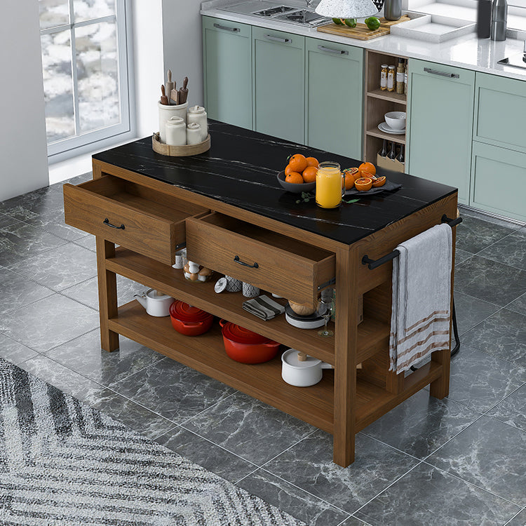 Contemporary Stationary Kitchen Island Set Wood Kitchen Island Set for Home Use
