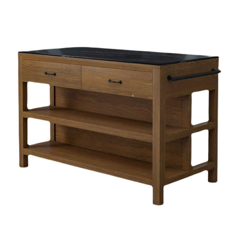 Contemporary Stationary Kitchen Island Set Wood Kitchen Island Set for Home Use