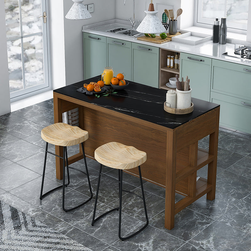 Contemporary Stationary Kitchen Island Set Wood Kitchen Island Set for Home Use