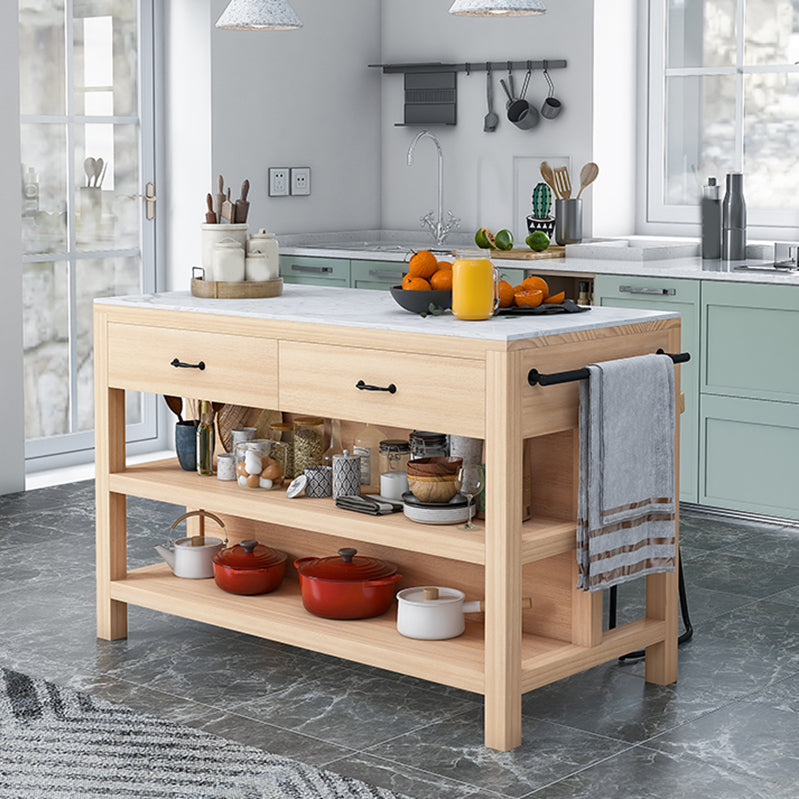 Contemporary Stationary Kitchen Island Set Wood Kitchen Island Set for Home Use