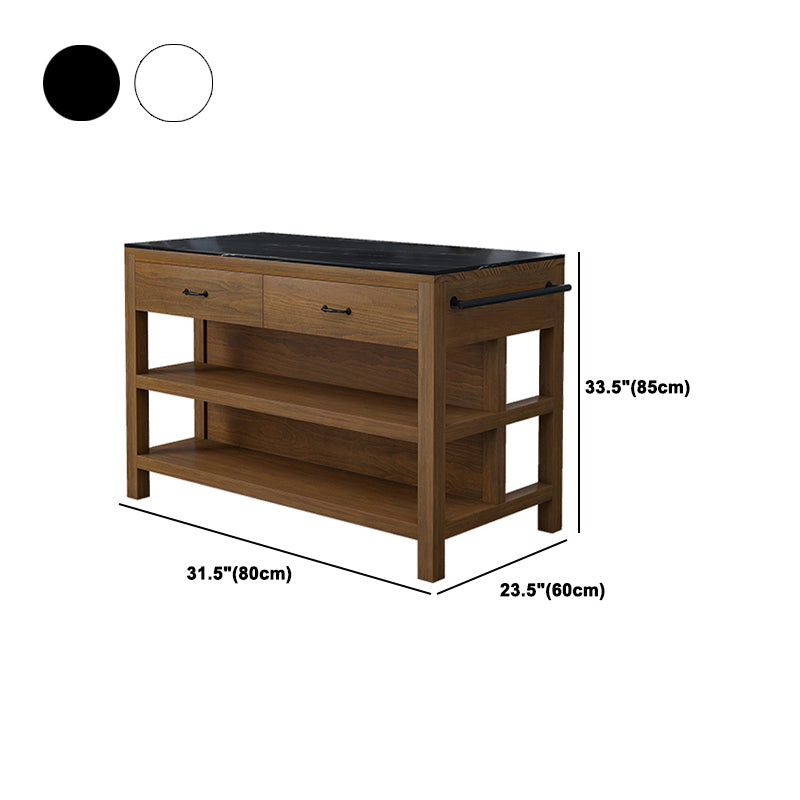 Contemporary Stationary Kitchen Island Set Wood Kitchen Island Set for Home Use