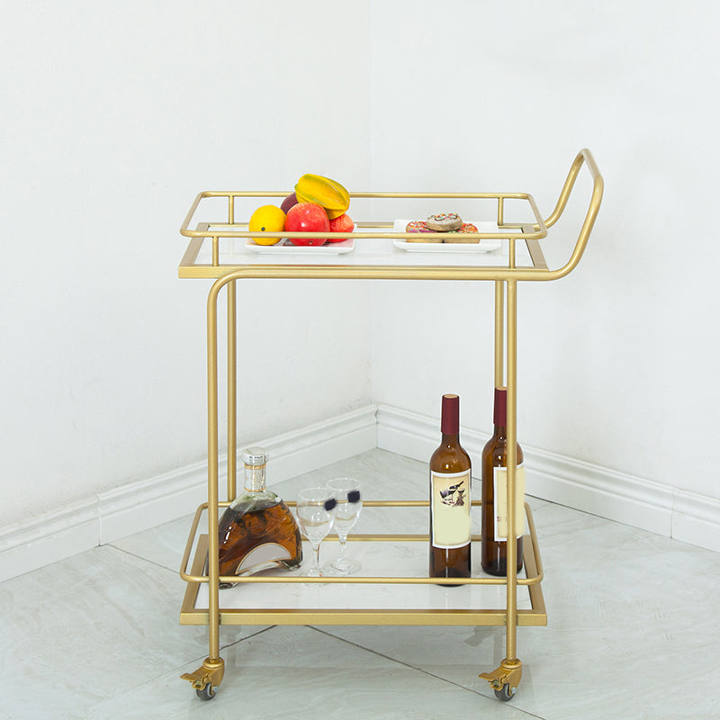 Contemporary 33.86"H Rolling Prep Table Rectangular Metal Prep Table for Home Use