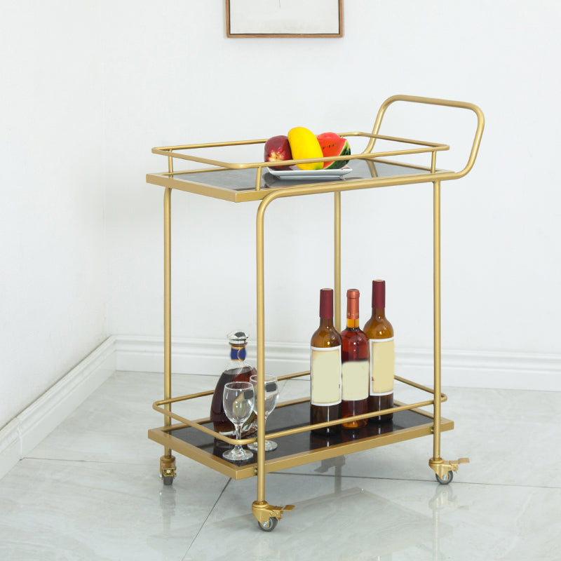 Contemporary 33.86"H Rolling Prep Table Rectangular Metal Prep Table for Home Use