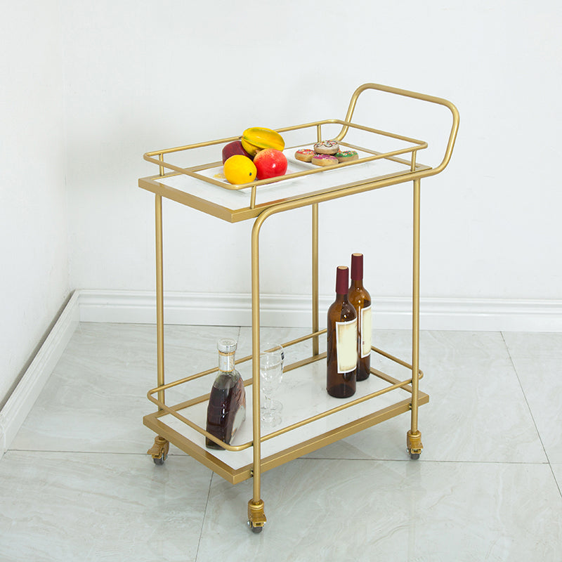 Contemporary 33.86"H Rolling Prep Table Rectangular Metal Prep Table for Home Use