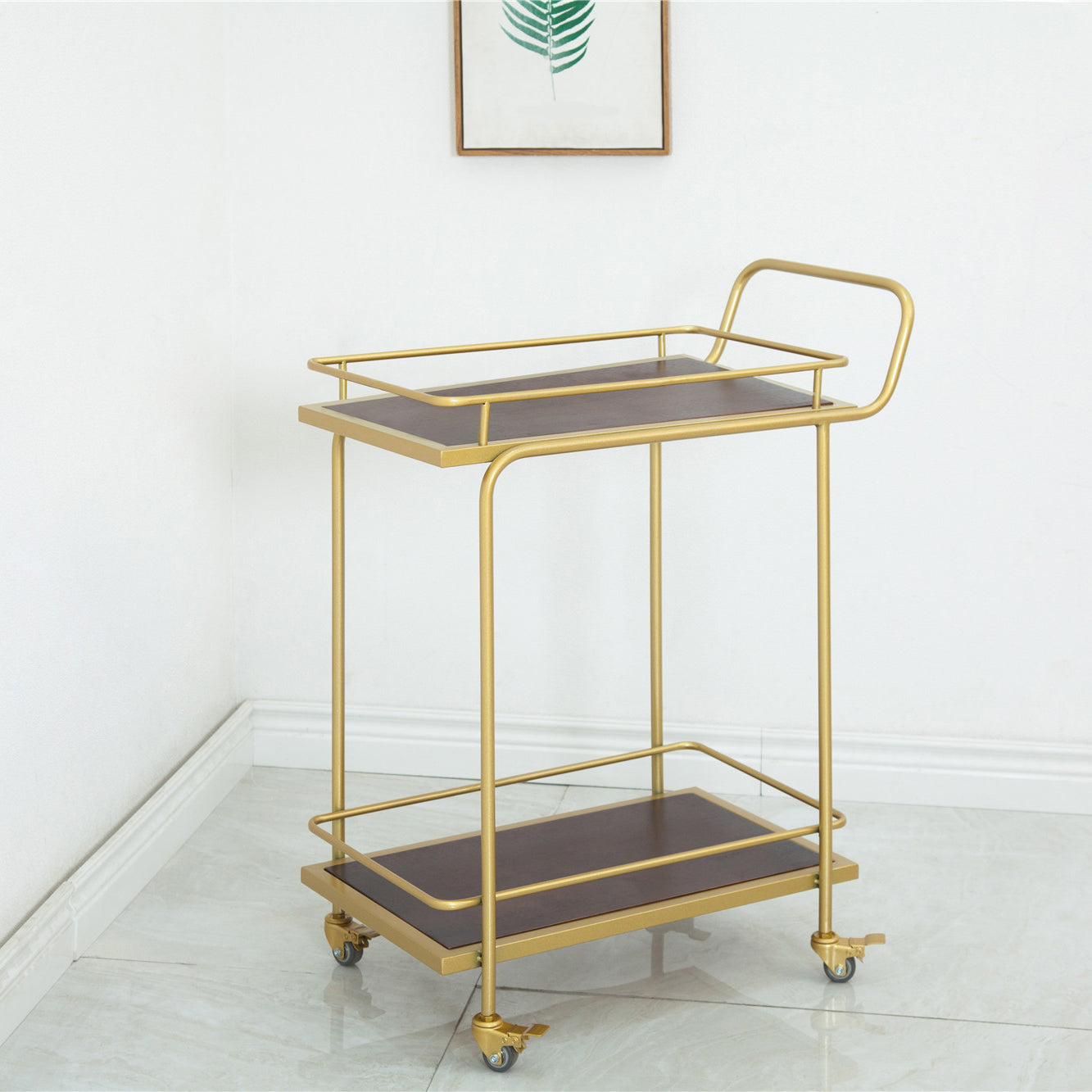 Contemporary 33.86"H Rolling Prep Table Rectangular Metal Prep Table for Home Use