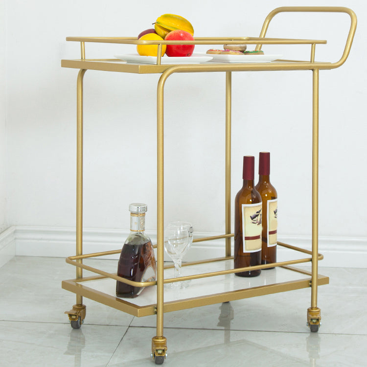 Contemporary 33.86"H Rolling Prep Table Rectangular Metal Prep Table for Home Use