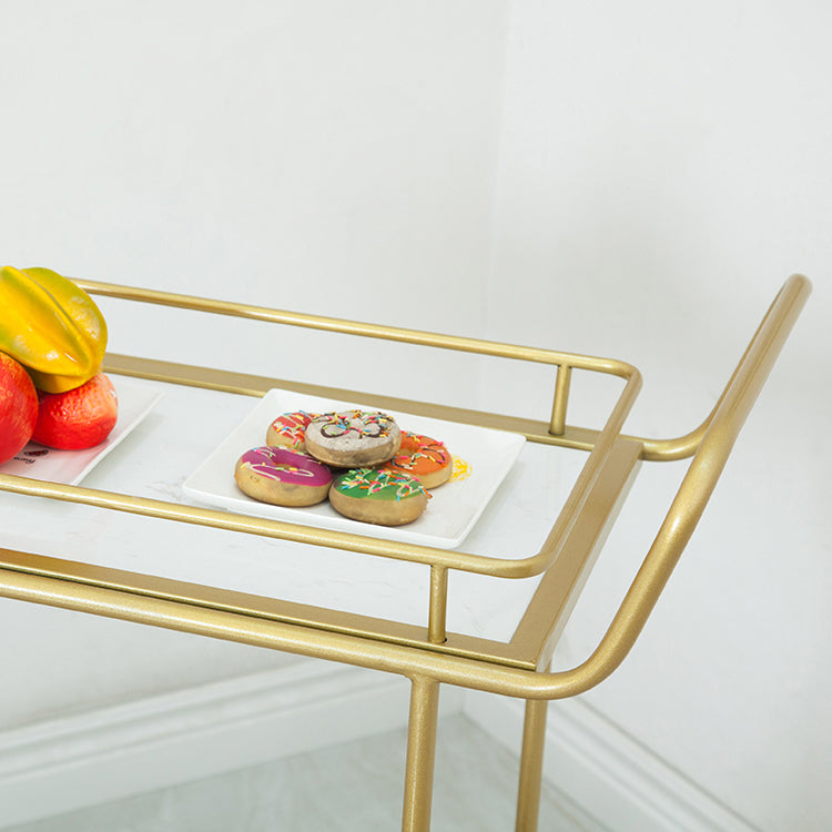 Contemporary 33.86"H Rolling Prep Table Rectangular Metal Prep Table for Home Use