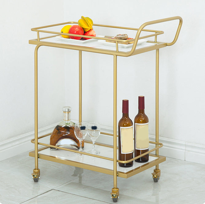 Contemporary 33.86"H Rolling Prep Table Rectangular Metal Prep Table for Home Use