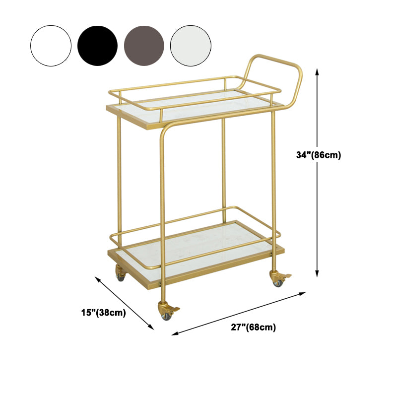 Contemporary 33.86"H Rolling Prep Table Rectangular Metal Prep Table for Home Use