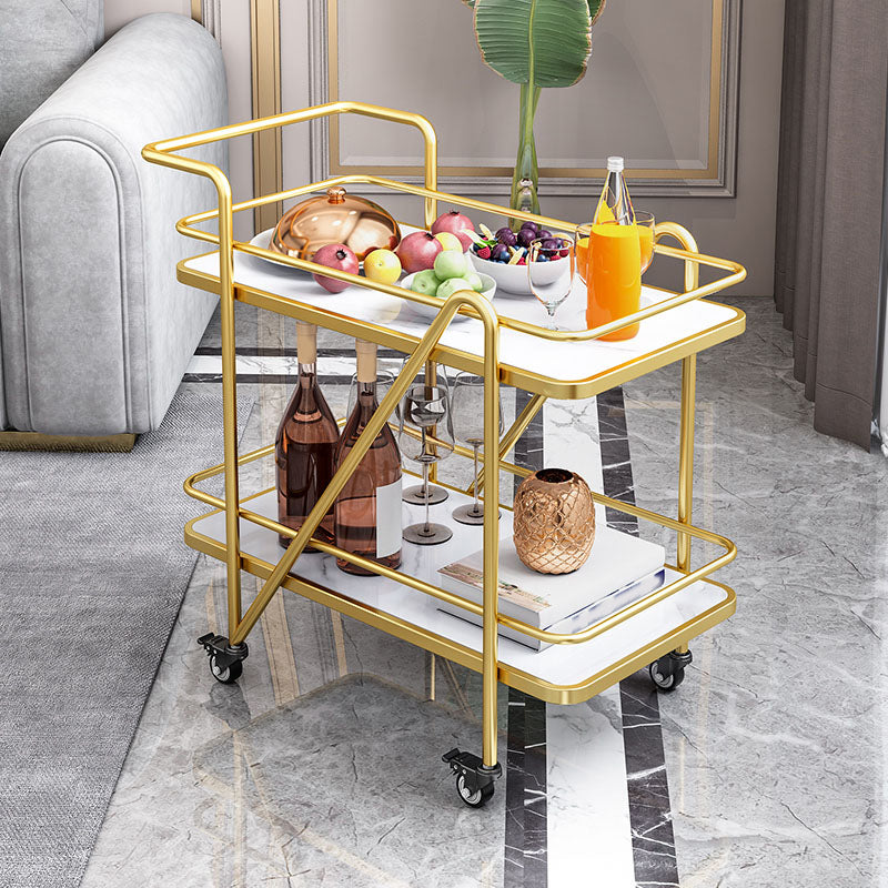 Contemporary Rolling Rectangular Prep Table Metal Prep Table for Home Use