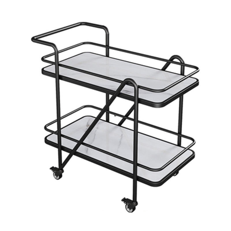 Contemporary Rolling Rectangular Prep Table Metal Prep Table for Home Use